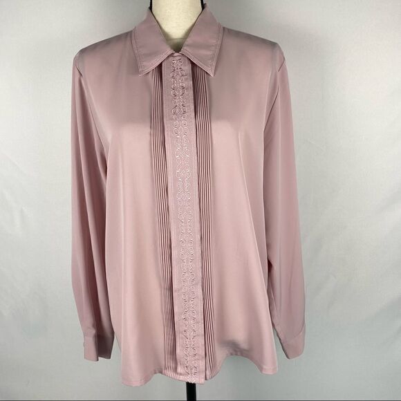 Vintage Apparenza Long Sleeve Button Down Blouse with Embroidery - Picture 1 of 4